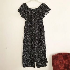 off the shoulder polka dot romper